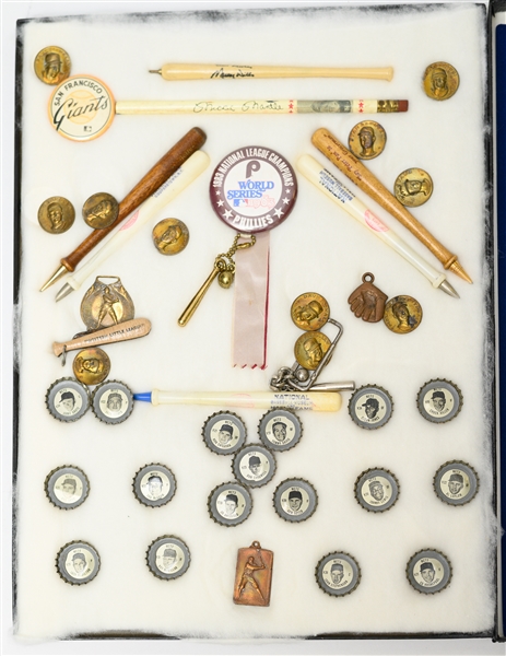 1960s Baseball Lot of Salada Coins, Topps Coins, Coke Caps, Brass Coins, and More