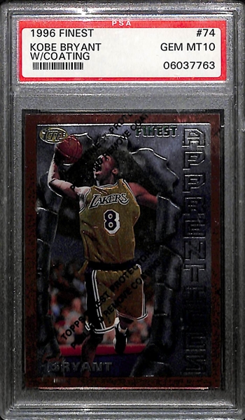 1996 Finest Kobe Bryant # 74 W/ Coating Graded PSA 10 Gem Mint 