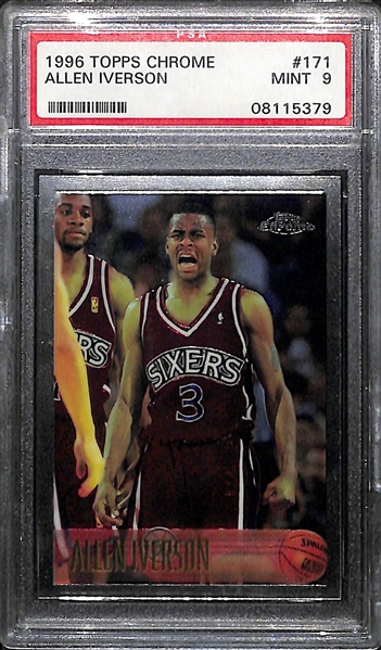 1996 Topps Chrome Allen Iverson Rookie Graded PSA 9 Mint