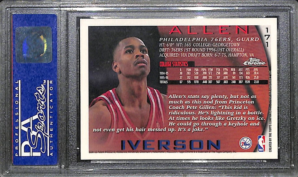 1996 Topps Chrome Allen Iverson Rookie Graded PSA 9 Mint