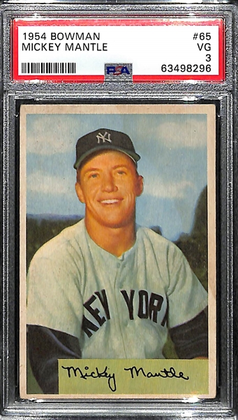 1954 Bowman Mickey Mantle #65 Graded PSA 3 VG