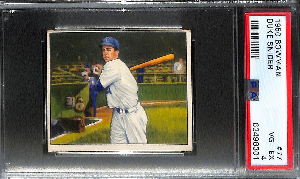 (3) 1950 Bowman Graded Cards - Ted Williams PSA 2, Ted Williams PSA 3(MC), Duke Snider PSA 4 