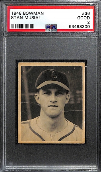Bowman Rookie Lot - 1948 Stan Musial #36 (PSA 2) & 1951 Whitey Ford #1 (PSA 1)
