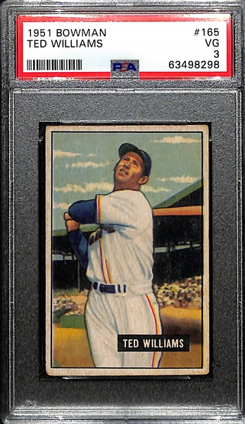1951 Bowman Ted Williams #165 (PSA 3) & 1951 Topps Teams Red Sox w. Ted Williams - Dated (PSA 1) 