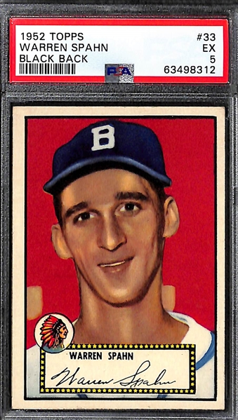 (4) 1952 Topps Graded Cards - Pafko #1 (PSA 3.5), Spahn (PSA 5), Schoendienst (PSA 6), Sievers (PSA 6)