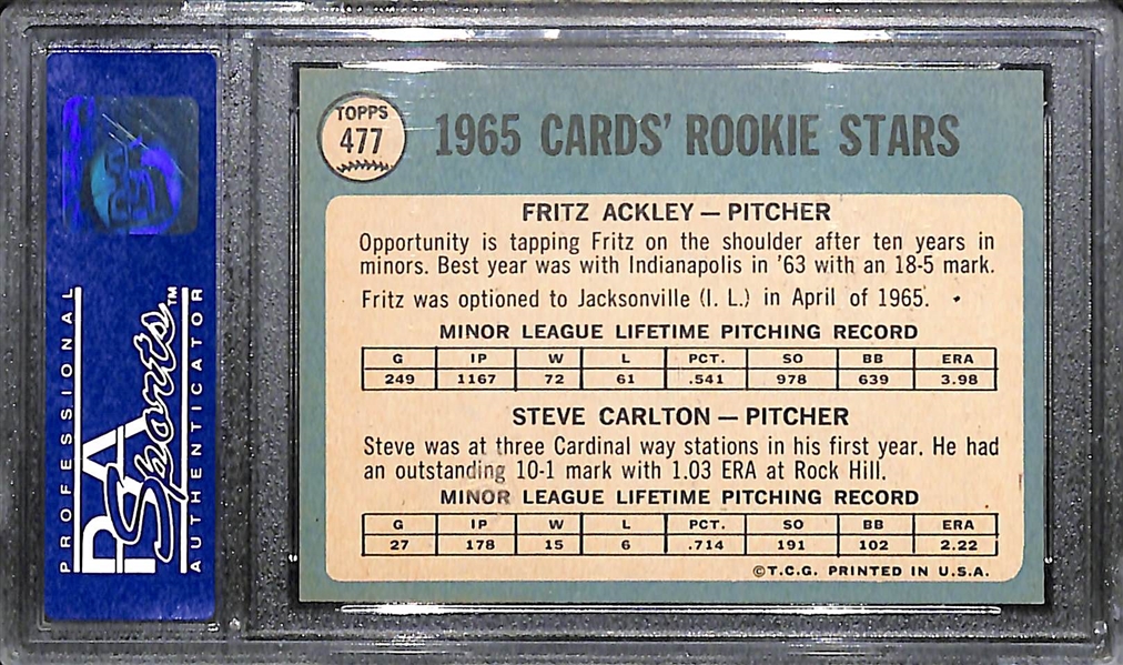 1965 Topps Steve Carlton Rookie # 477 Graded PSA 8 NM-MT