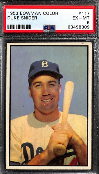 1953 Bowman Color Graded Lot (4) - Snider (PSA 6), B. Martin (PSA 5), Feller (PSA 5), Rizzuto (PSA 6)