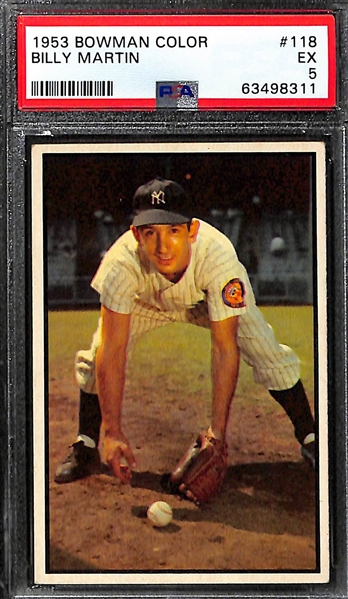 1953 Bowman Color Graded Lot (4) - Snider (PSA 6), B. Martin (PSA 5), Feller (PSA 5), Rizzuto (PSA 6)