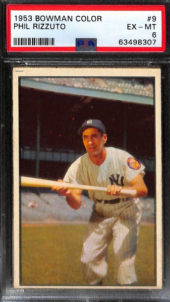 1953 Bowman Color Graded Lot (4) - Snider (PSA 6), B. Martin (PSA 5), Feller (PSA 5), Rizzuto (PSA 6)
