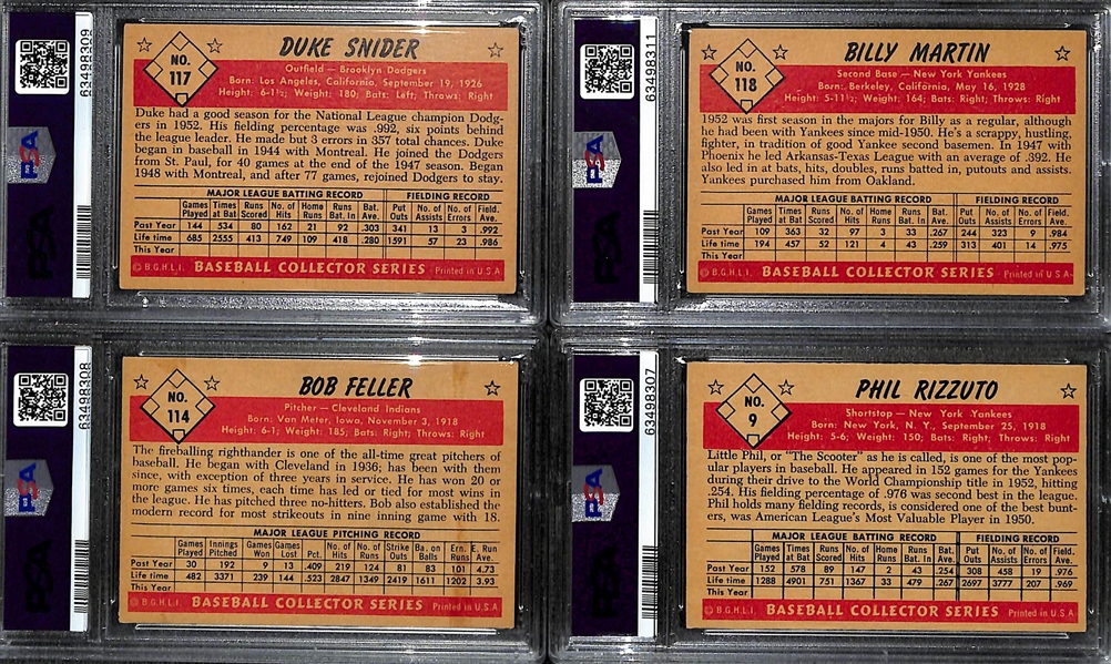 1953 Bowman Color Graded Lot (4) - Snider (PSA 6), B. Martin (PSA 5), Feller (PSA 5), Rizzuto (PSA 6)