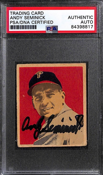 Lot of (5) Signed Andy Seminick Cards w. 1949 Bowman Rookie, 1952 Topps, 1953 Topps, 1950 Bowman, 1951 Bowman