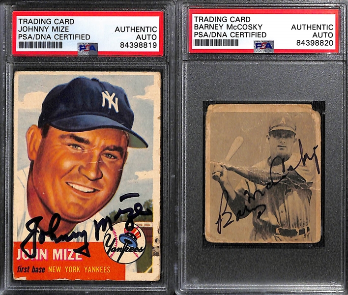 Lot of (4) Signed Baseball Cards - 1953 Topps Mize, 1948 Bowman McCosky, 1950 Bowman Vernon & Coleman