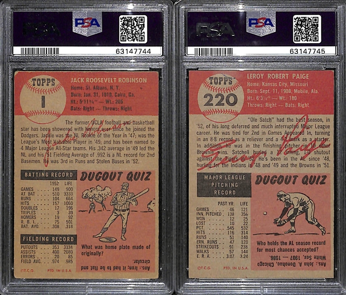 1953 Topps Jackie Robinson and Satchell Paige - Both Graded PSA Authentic/Altered 