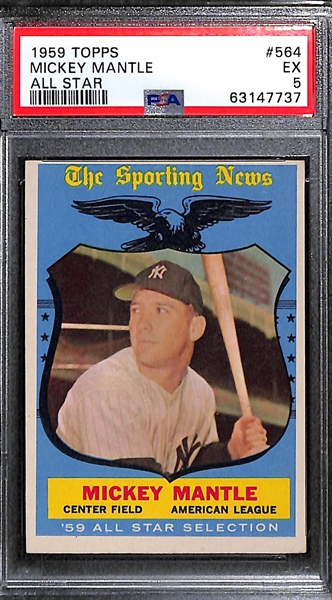 1959 Topps Mickey Mantle All-Star #564 (PSA 5) & Signed 1959 Topps Harmon Killebrew Card (PSA/DNA Slabbed) 