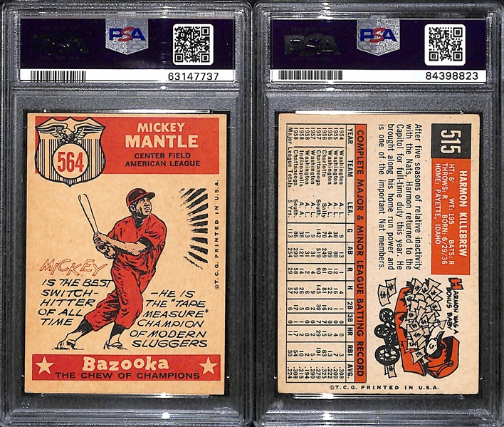 1959 Topps Mickey Mantle All-Star #564 (PSA 5) & Signed 1959 Topps Harmon Killebrew Card (PSA/DNA Slabbed) 
