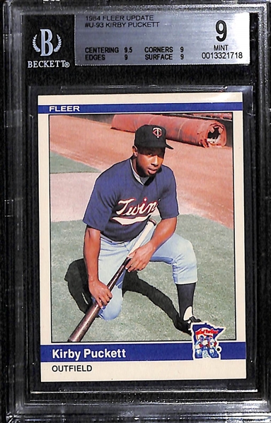 1984 Fleer Update Kirby Puckett (BGS 9) & 1989 Upper Deck Ken Griffey Jr. (BGS 8) Rookie Cards