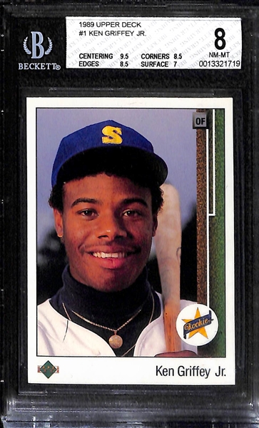 1984 Fleer Update Kirby Puckett (BGS 9) & 1989 Upper Deck Ken Griffey Jr. (BGS 8) Rookie Cards
