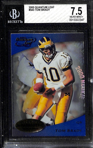 Lot of (2) 2000 Quantum Leaf Tom Brady #343 Rookie Cards - Graded BGS 8 and BGS 7.5