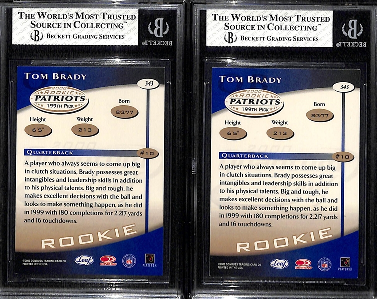 Lot of (2) 2000 Quantum Leaf Tom Brady #343 Rookie Cards - Graded BGS 8 and BGS 7.5