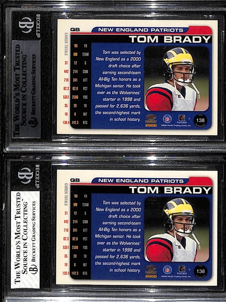 Lot of (2) 2000 Pacific Paramont Tom Brady #138 Rookie Cards - Graded BGS 8.5 and BGS 8