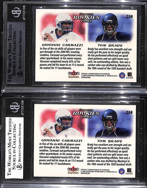 Lot of (2) 2000 Skybox Dominion Extra Tom Brady #234 Rookie Cards (w. Giovanni Carmazzi) - Graded BGS 8.5 and BGS 8