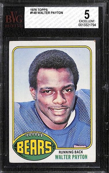 1976 Topps Walter Payton Rookie Graded BVG 5 & 1992 UD Heroes Walter Payton Autograph Card (PSA Authentic)