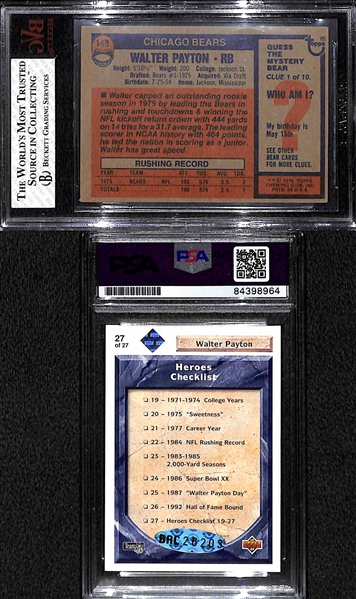 1976 Topps Walter Payton Rookie Graded BVG 5 & 1992 UD Heroes Walter Payton Autograph Card (PSA Authentic)