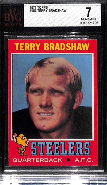 1971 Topps Terry Bradshaw Rookie Card Graded BVG 7 NM