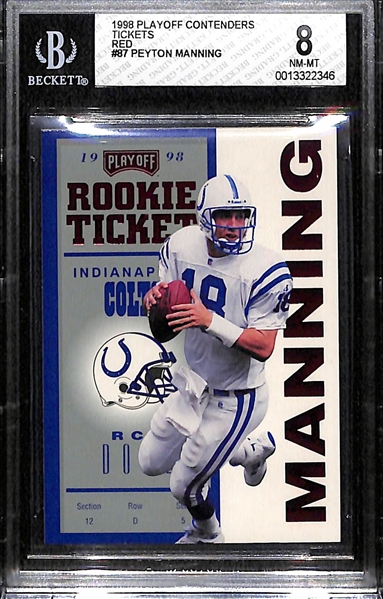 Rare 1998 Playoff Contenders Peyton Manning Rookie Ticket Red #87 Graded BGS 8