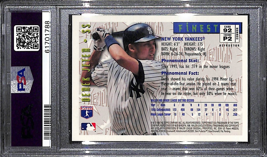 1996 Finest Derek Jeter #92 Refractor Graded PSA 9 Mint