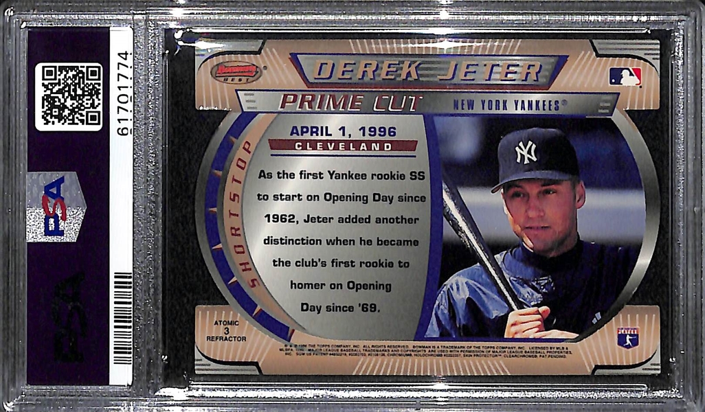 1996 Bowman's Best Cuts Derek Jeter #3 Atomic Refractor Graded PSA 9 Mint