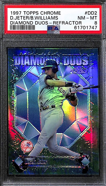 Lot of (4) PSA Graded Derek Jeter Refractor Cards w. 1997 Bowman's Best Preview Refractor PSA 9  