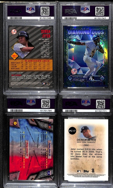 Lot of (4) PSA Graded Derek Jeter Refractor Cards w. 1997 Bowman's Best Preview Refractor PSA 9  