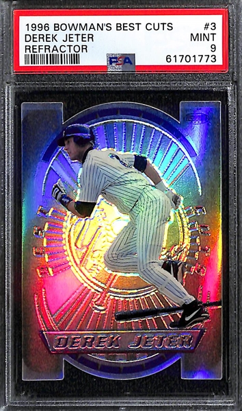 Lot of (3) 1996-1997 PSA 9 Derek Jeter Refractor Cards - Bowman's Best & Finest
