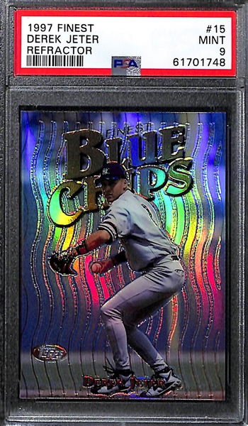Lot of (3) 1996-1997 PSA 9 Derek Jeter Refractor Cards - Bowman's Best & Finest