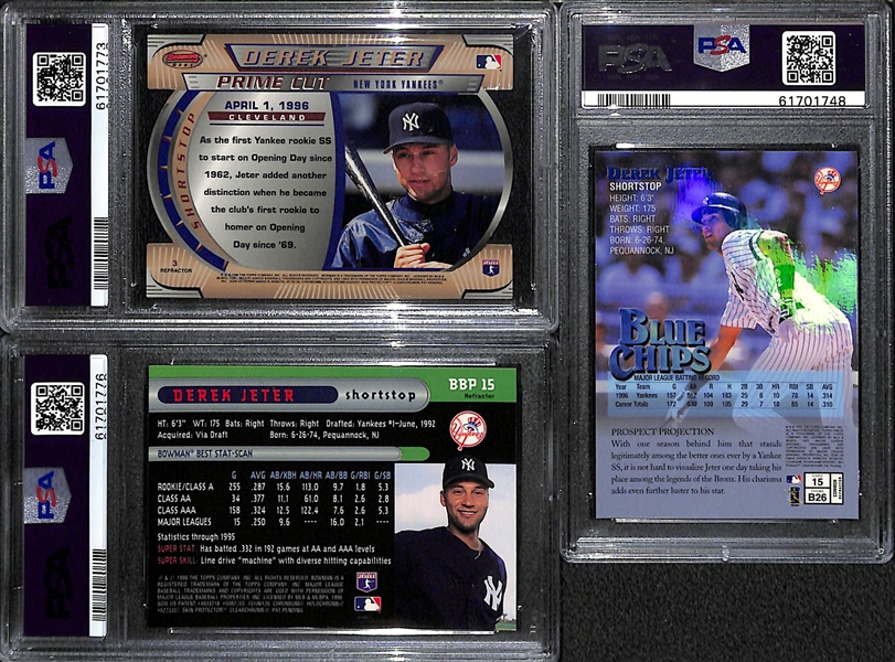 Lot of (3) 1996-1997 PSA 9 Derek Jeter Refractor Cards - Bowman's Best & Finest