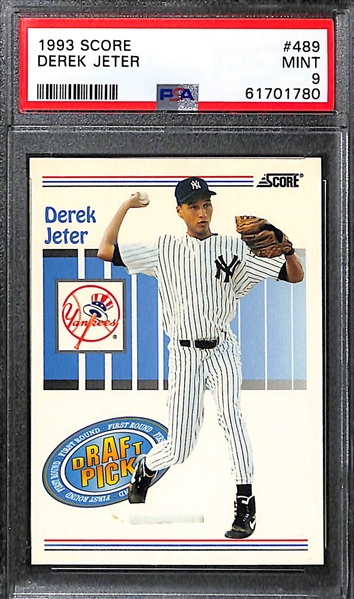 Lot of (4) Derek Jeter Graded Cards w. 1993 Stadium Club Murphy PSA 8, 1993 Score PSA 9, and 1993 Upper Deck PSA 9