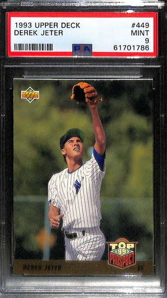 Lot of (4) Derek Jeter Graded Cards w. 1993 Stadium Club Murphy PSA 8, 1993 Score PSA 9, and 1993 Upper Deck PSA 9