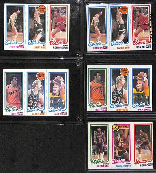Lot of (5) 1980-81 Topps Basketball Cards w/ Larry Bird and Magic Johnson