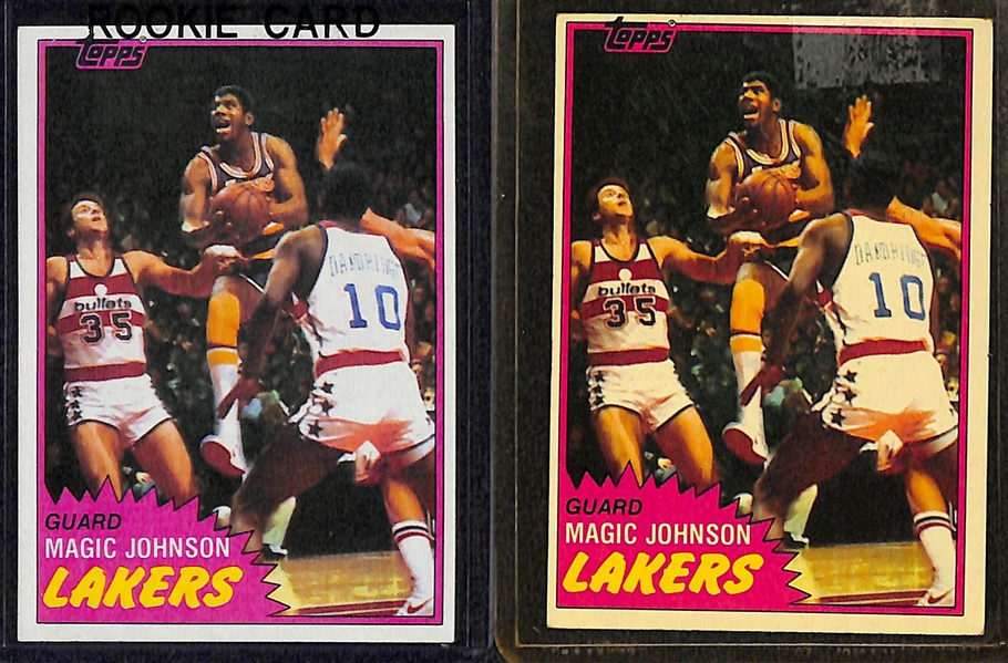 Lot of (10) 1981-82 Topps Basketball Cards w. Bird, Abdul-Jabbar, Erving, M. Johnson