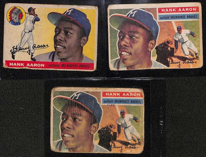  Lot of (12) 1955-1968 Topps Hank Aaron Cards