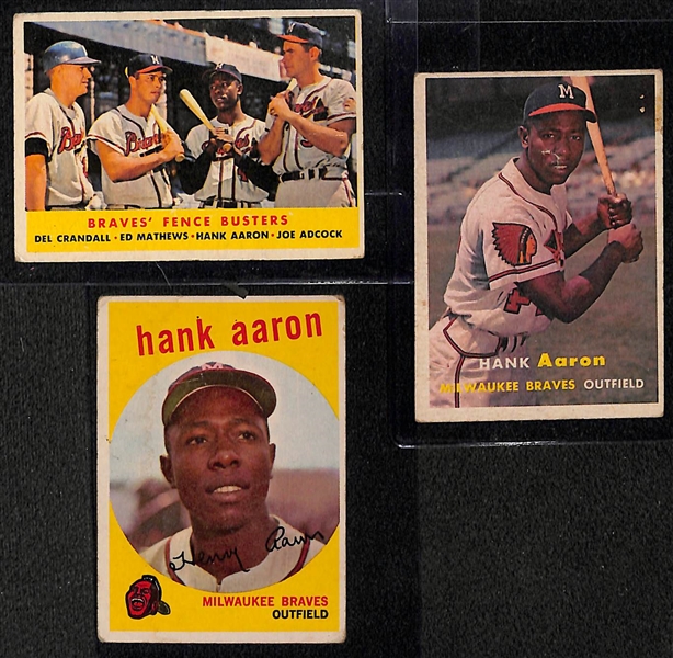  Lot of (12) 1955-1968 Topps Hank Aaron Cards