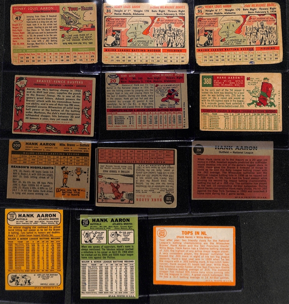  Lot of (12) 1955-1968 Topps Hank Aaron Cards