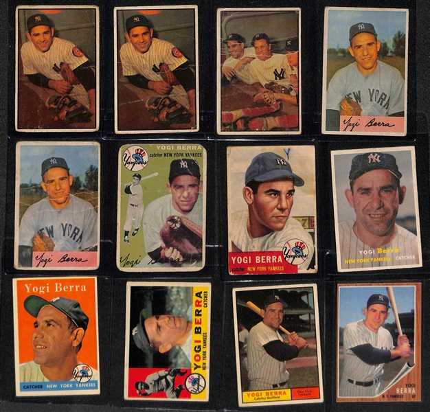 Lot of (12) 1953-1962 Topps & Bowman Yogi Berra Cards