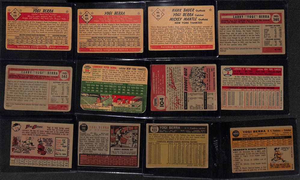 Lot of (12) 1953-1962 Topps & Bowman Yogi Berra Cards
