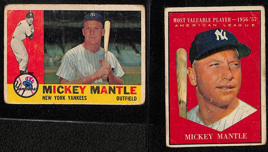  Lot of (10) Mickey Mantle & (4) Roger Maris Baseball Cards from 1958-1968 