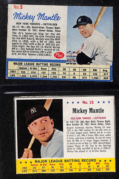  Lot of (10) Mickey Mantle & (4) Roger Maris Baseball Cards from 1958-1968 
