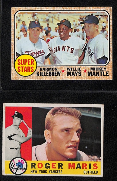  Lot of (10) Mickey Mantle & (4) Roger Maris Baseball Cards from 1958-1968 