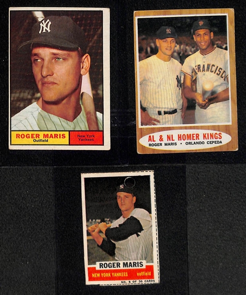  Lot of (10) Mickey Mantle & (4) Roger Maris Baseball Cards from 1958-1968 