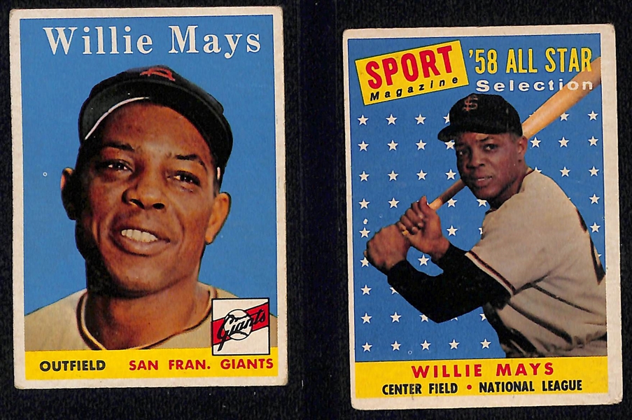 Lot of (15) Willie Mays Baseball Cards from 1958-1964